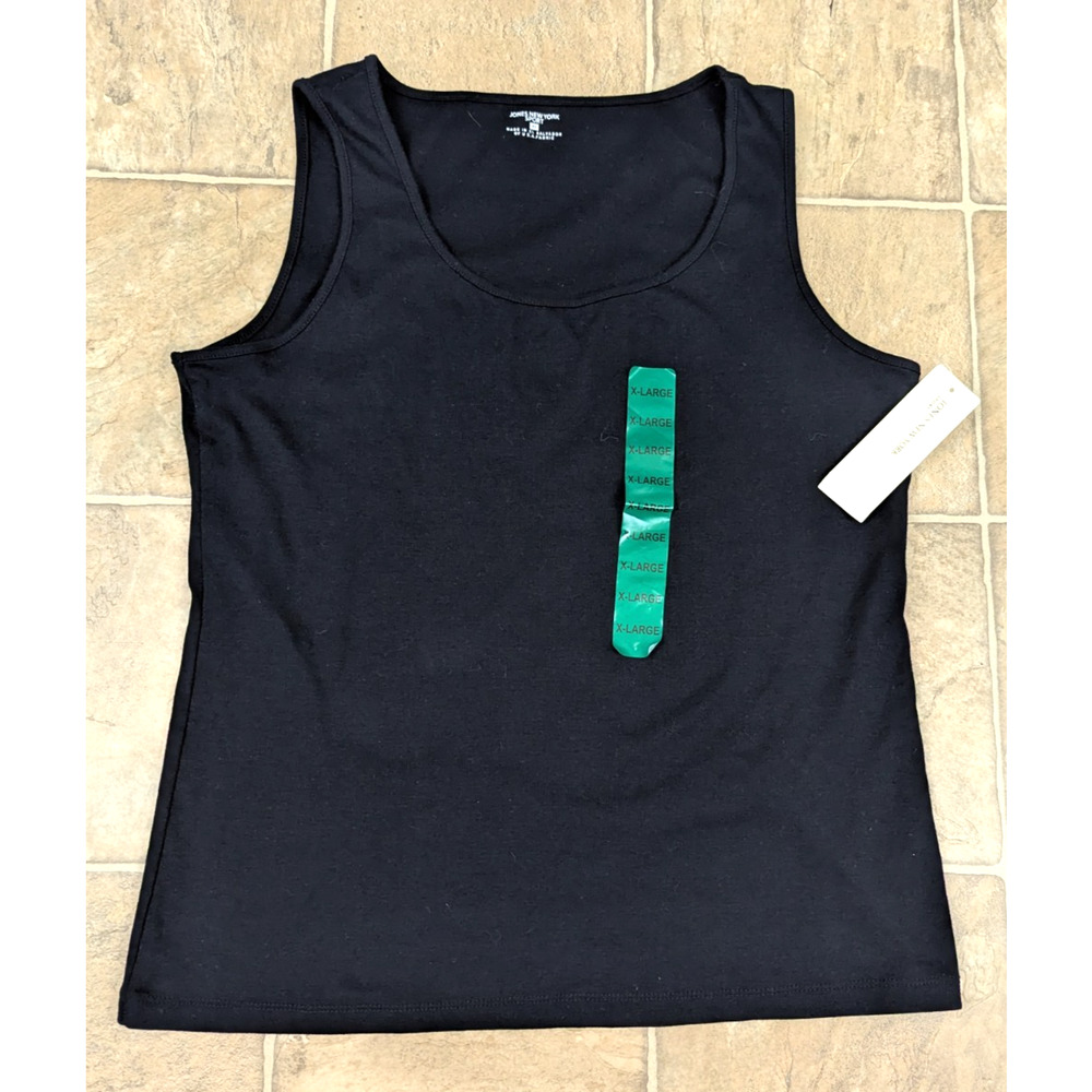 New Jones New York Sport sz XL Scoop Neck Tank Top black knit women 3892